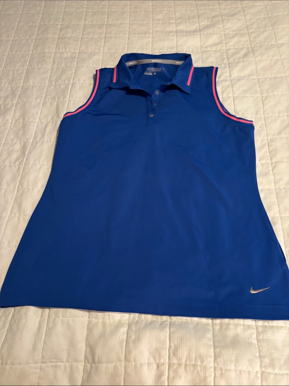 Nike Golf Sleeveless Polo Top in Royal Blue with Pink Trim